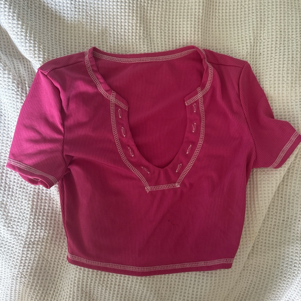 💛Pink Ribbed Women's Top